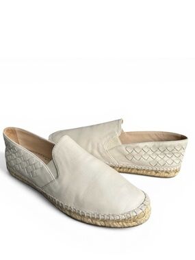 Bottega Veneta Intrecciato Woven Leather Espadrile Off White